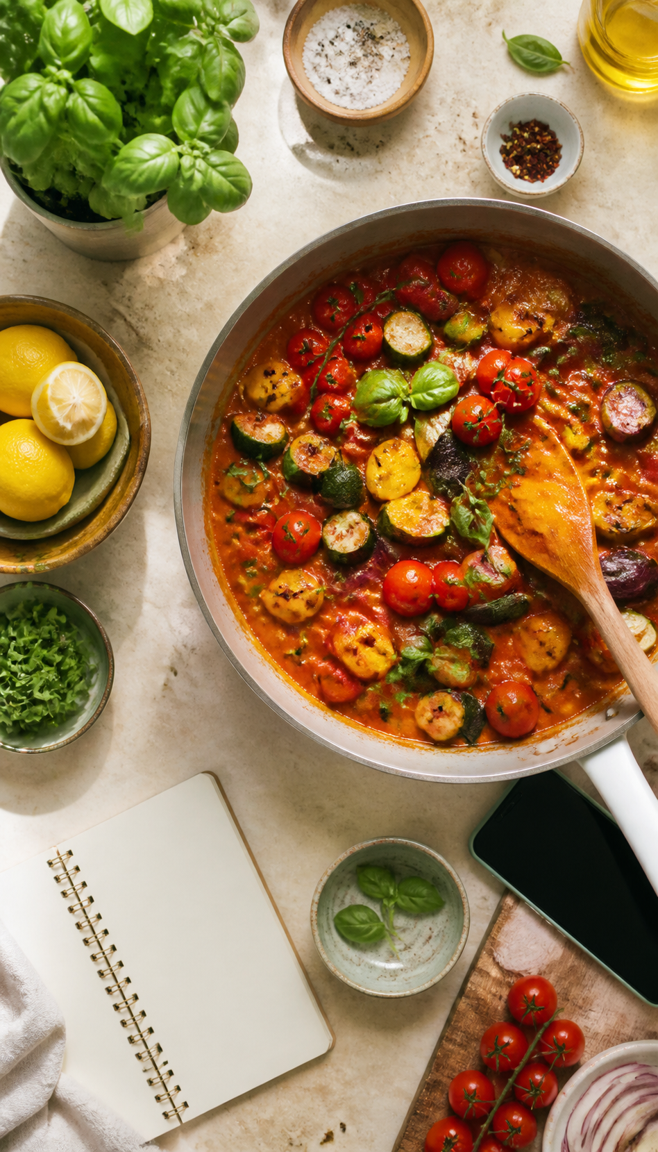 Fresh ingredients prepared for cooking